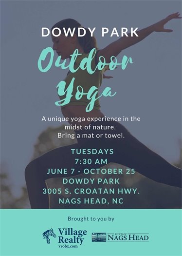 Photo of woman in yoga pose with text overlaid.