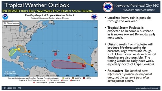 Long period swell from Paulette will produce life-threatening rip currents, large waves & rough surf. Know how to spot and survive a rip current BEFORE you enter the ocean. Visit lovethebeachrespecttheocean.com for what could be lifesaving info. 