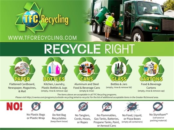 A friendly reminder that if your item is not pictured here, it does not belong in your curbside recycle bin. Thank you for recycling right