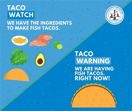 Dare County has come up with a creative way to explain the difference between a weather watch (such as a hurricane watch) and a weather warning (tornado warning, for example).