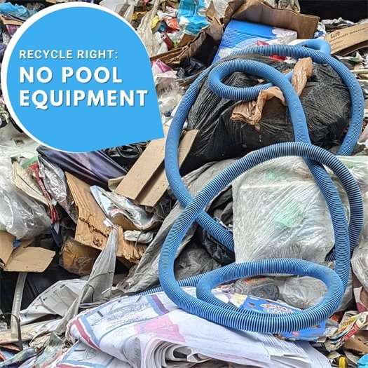 Photo of discarded pool equipment - no pool equipment in recycling cart.