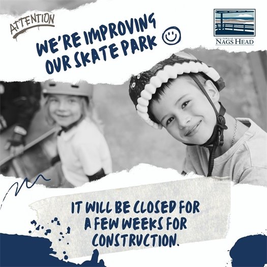 Nags Head's skateboard park closed 3.31.2023 for improvements. 