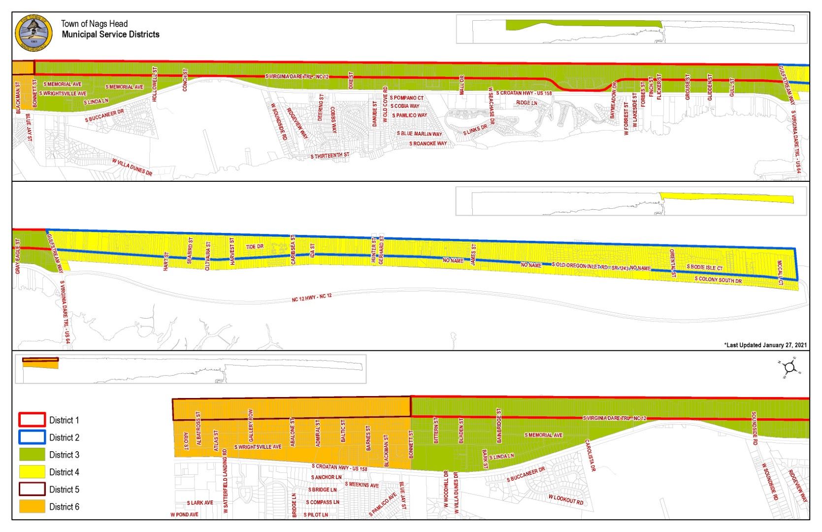 Map of Nags Head's Municipal Service Districts 