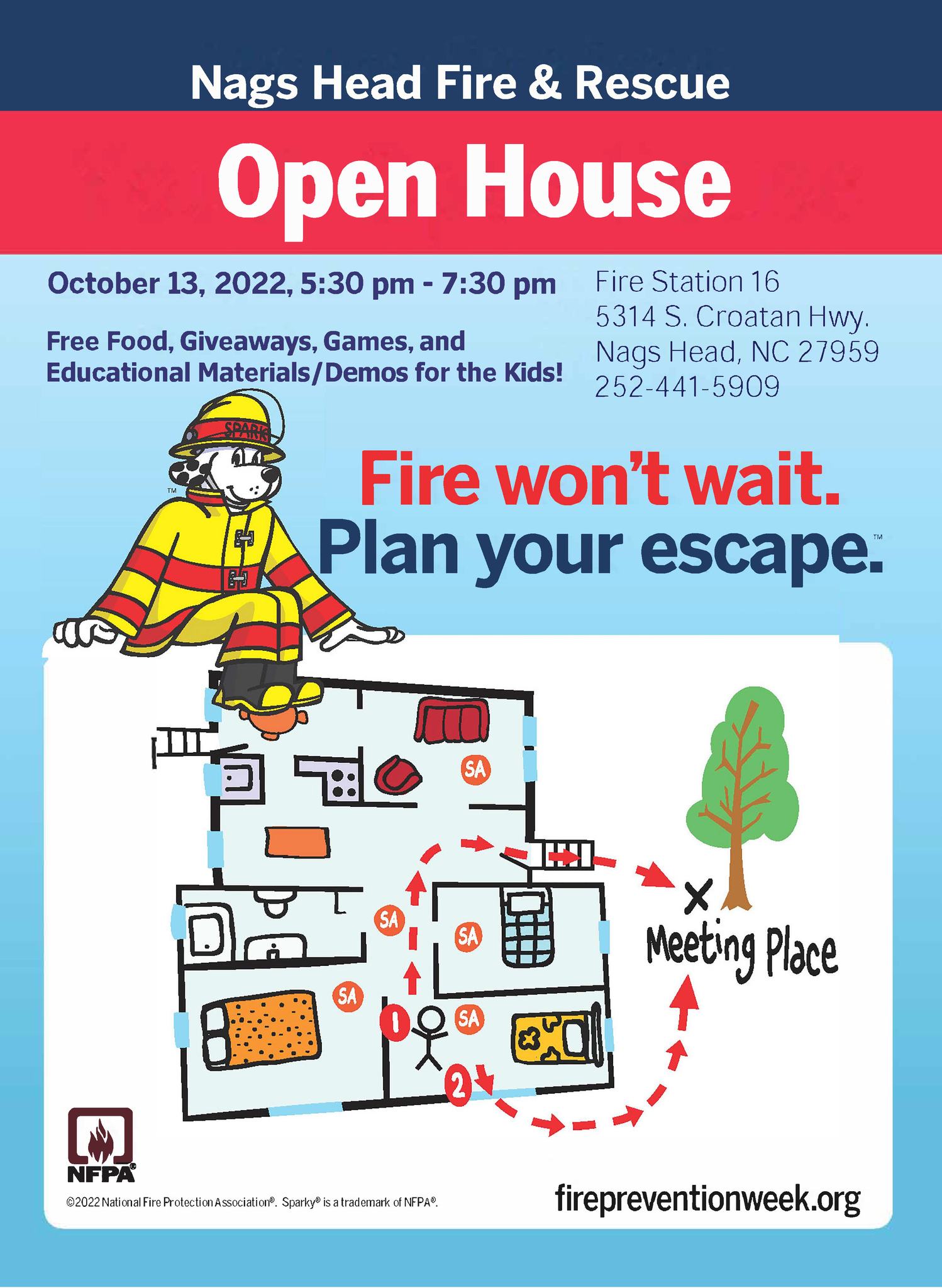 Flyer for 2022 NH Fire and Rescue Open House 10/13/22 5:30 pm - 7:30 pm