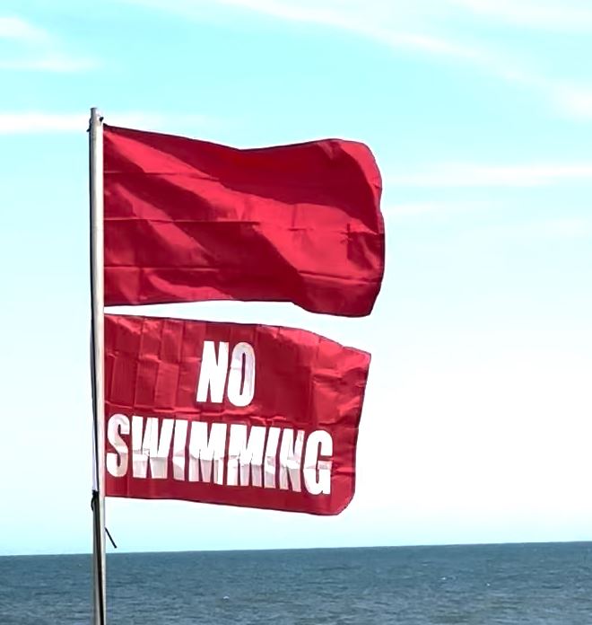 Double Red No Swimming Flags 