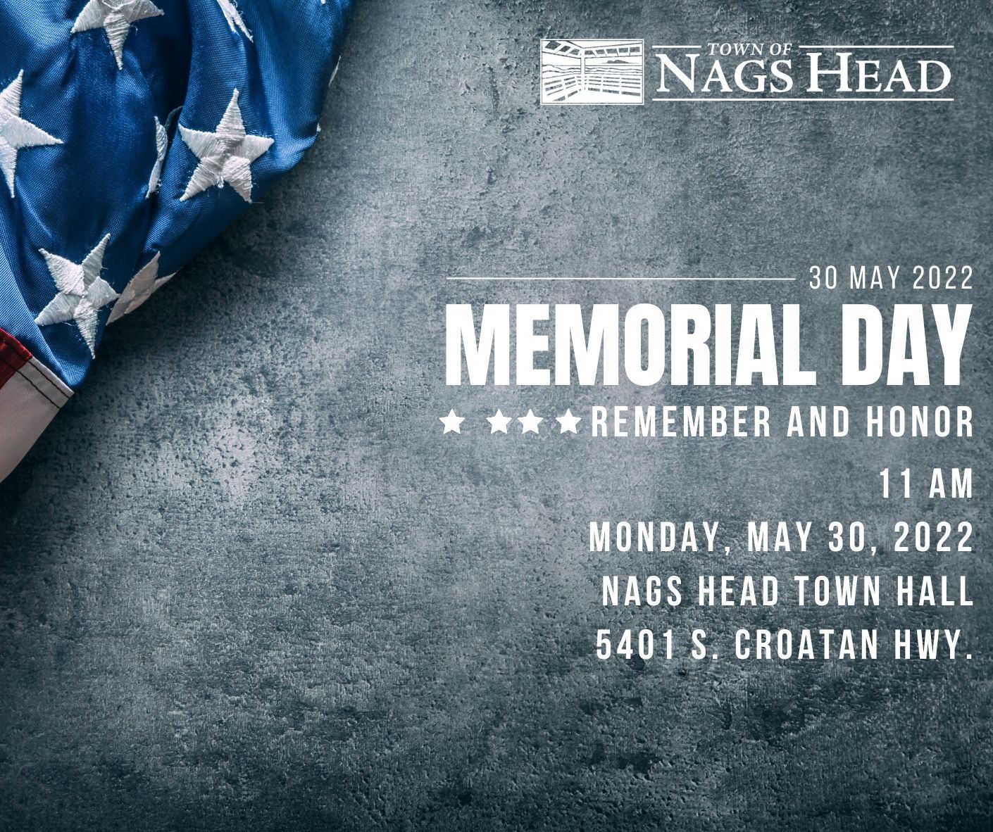 2022 Memorial Day Ceremony Promo US Flag with gray backdrop