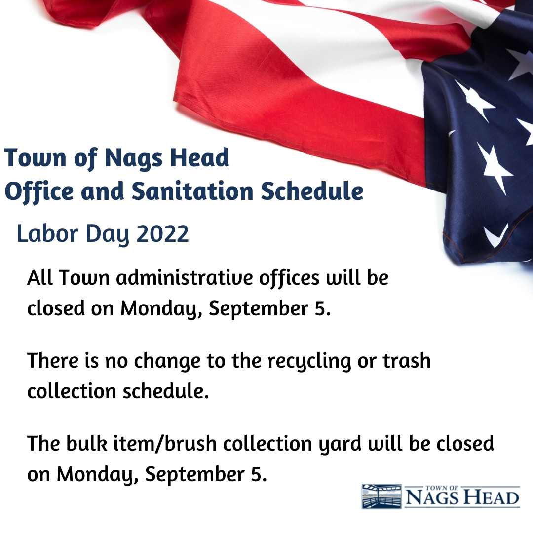 Photo of part of an American Flag on white background with blue and black text Labor Day 2022.