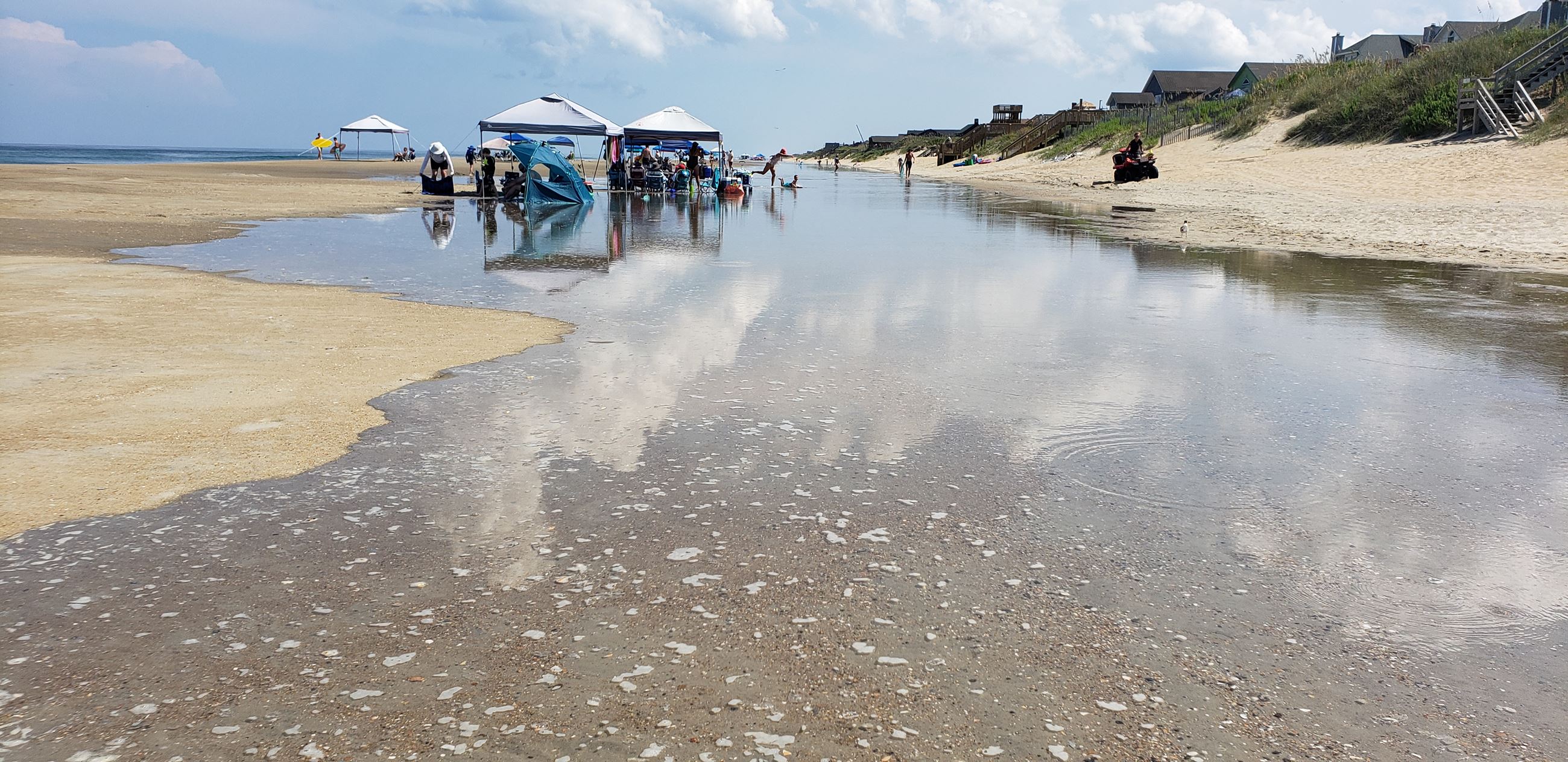 Photo of a small pool of water on a beach in the summer of 2019 in Nags Head NC